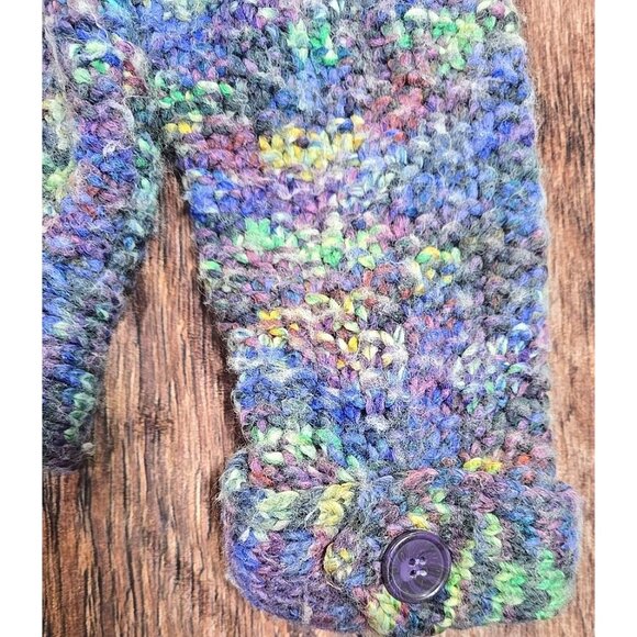 I.E. Relaxed Wool Blend Sweater Indie Art Chunky Knit Ombre Full Zip Women's L - Picture 11 of 13